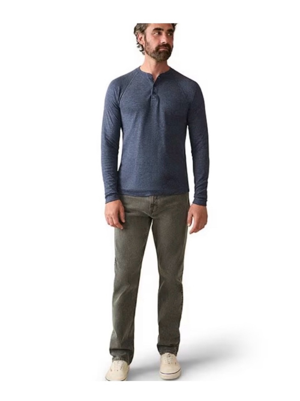 Men's Faherty Cloud Cotton Long Sleeve Henley Shirt Large